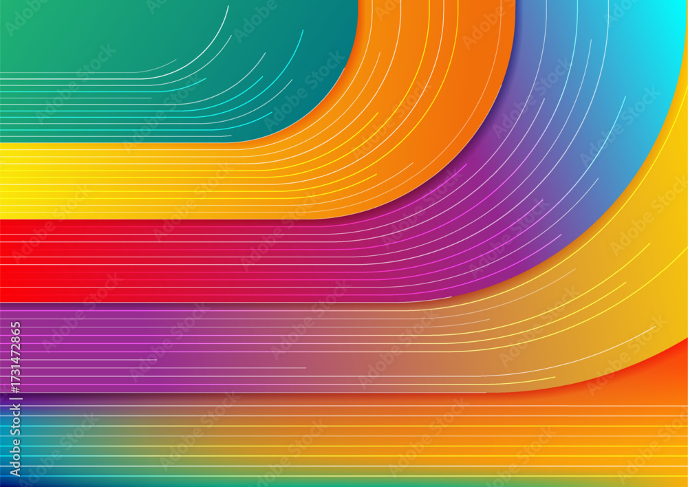 Wall mural concept multicolored minimal geometric background with abstract colorful lines and stripes. vector t