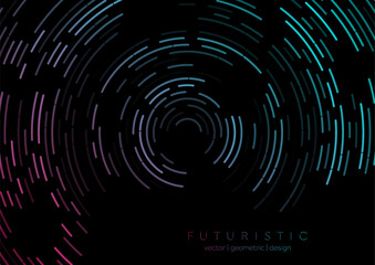 Dark blue purple circular dotted lines abstract tech geometric background. Vector futuristic minimal design