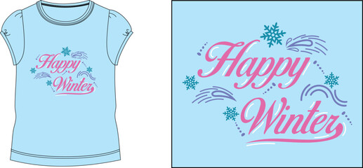 happy winter T-shirt design vector illustration