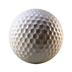 A detailed close up of a white dimpled golf ball isolated on transparent background