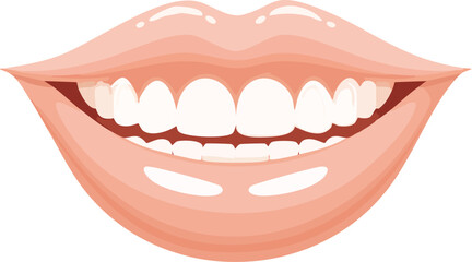 Naklejka premium Cartoon Illustration of a Smiling Mouth with White Teeth and Pink Lips, Perfect for Dental Concepts