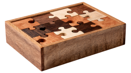 Wooden Puzzle Box, isolated on transparent background