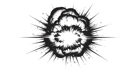 Explosion graphic illustration black and white isolated design element