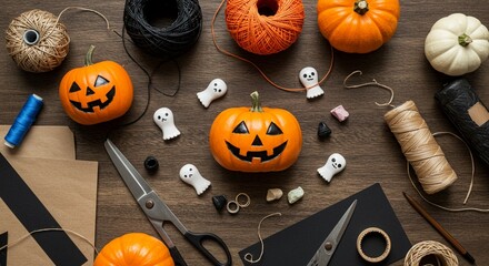 Halloween Crafts with Paper Ghosts and Pumpkins