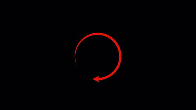 Red arrow rotation loop animation, transparent channel video. 4k animation video
