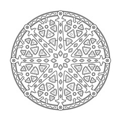 Flower Mandalas. Geometric Round indian ornament Pattern. Oriental pattern illustration. Islam, Arabic, Indian, turkish, ottoman motifs. Coloring book page.  Illustration	