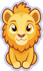 baby lion face sticker vector on transparent.
