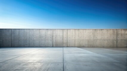 Expansive Concrete Plaza with a Seamless Wall Under a Clear Blue Sky