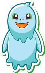 cartoon ghost sticker vector on transparent.