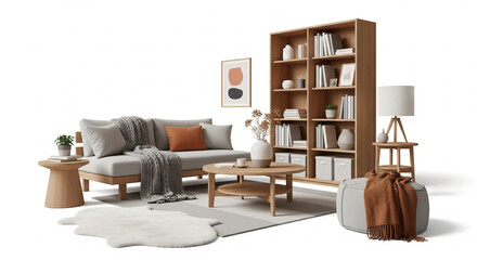 3D Vector Scandinavian Interior Living Room