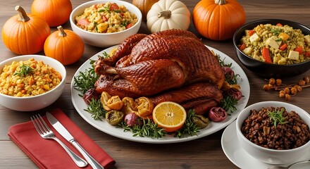 Thanksgiving roasted turkey dinner