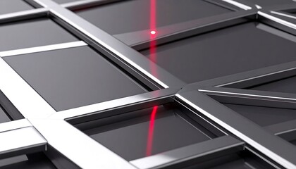 Red Laser Beam on Grid Structure.