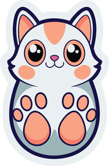 cute cat paw sticker vector on transparent.