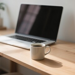 cup of coffee and laptop