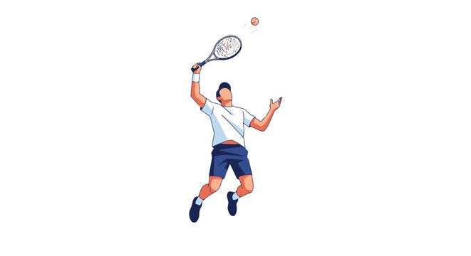 Dynamic Vector Illustration of a Tennis Player Serving, Ideal for Sports Promotion, Athletic Training Materials, or Tennis Club Advertising. - Powered by Adobe