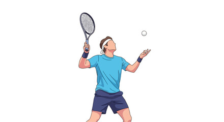 Dynamic tennis player juggling ball with racket illustration for sports promotion, fitness campaigns, and athletic training content.