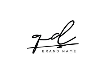 QD letter elegant cursive beauty handwriting logo.