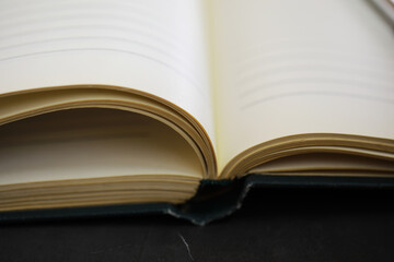 Open Blank Book with Lined Pages on Dark Surface - Writing, Journaling, Creativity, Education