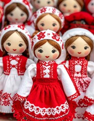 Traditional cloth dolls in red and white
