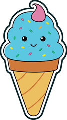 ice cream cone with sprinkles sticker.