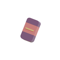 Purple and Peach Eraser 3D Render Isolated on Transparent Background School Office Supply Tool Correcting Mistakes Design Learning Back to School Education