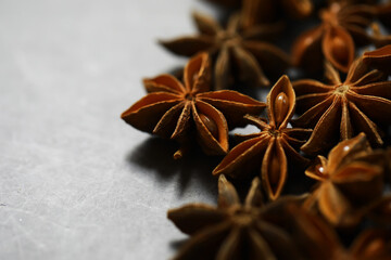 Star Anise on Gray Surface: Aromatic Spice in Focus