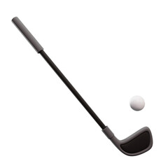 Gray Golf Club and White Ball on Transparent Background Isolated Sport Element