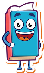 smiling book cartoon sticker vector.