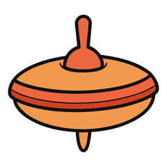 wooden spinning top toy vector illustration 