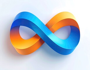 3D infinity symbol, vibrant blue and orange