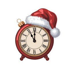 Christmas Alarm Clock Wearing Santa Hat holiday time