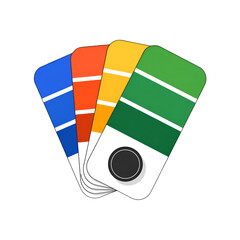 Color Swatch Fan With Blue Orange Yellow Green Swatches