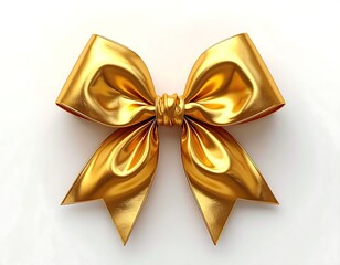 Gold bow, glossy and smooth, against a white background