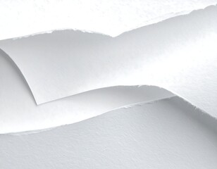 Abstract layers of white paper with soft curves and torn edges