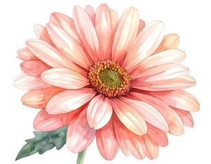 Close-up of a delicate, light pink flower with soft watercolor strokes