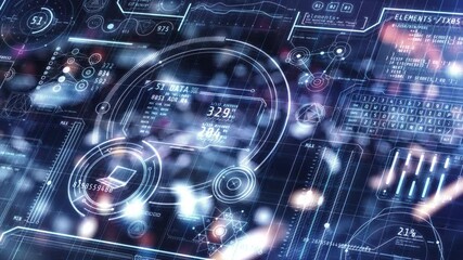 Futuristic interface displaying data and keyboard in augmented reality - Powered by Adobe