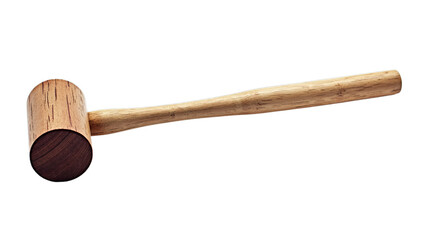 Wooden mallet with a sturdy handle for knocking and percussive tasks on an isolated background 