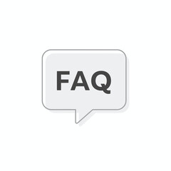 Simple illustration of a speech bubble with the abbreviation FAQ, representing frequently asked questions.