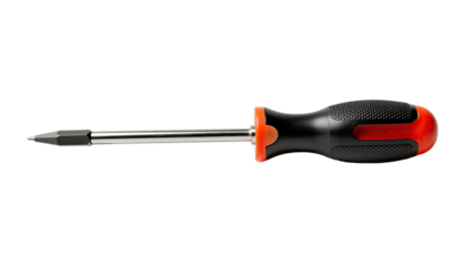 Screwdriver with ergonomic handle and precision tip for various fastening tasks on an isolated background 