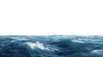 Rough ocean waves, isolated on transparent background