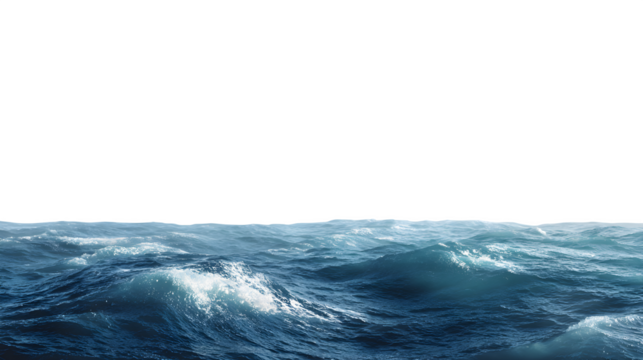 Rough ocean waves, isolated on transparent background