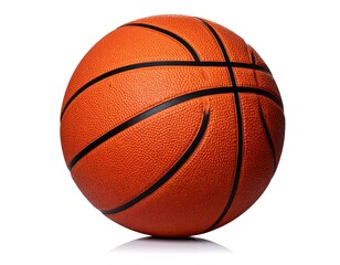 Fototapeta premium Orange basketball, black stitching, isolated white background