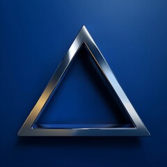 Metallic 3D Triangle Design Element on Deep Blue Background - Modern Abstract Geometric Shape