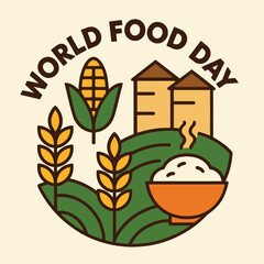 World Food Day Bread Rice Water Agriculture Icon Design