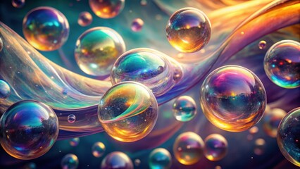 A Symphony of Iridescent Spheres Floating in a Cosmic Stream of Light and Color