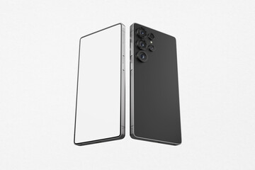 Floating Smartphone Mockup on white background Isolated Device Scene for Mobile App Interface, UI/UX Portfolio, and Creative Branding Projects