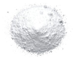 A mound of white powder, piled high in a circular shape against a plain white background