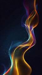 Abstract Colorful Flowing Light Lines and Particles on Dark Background