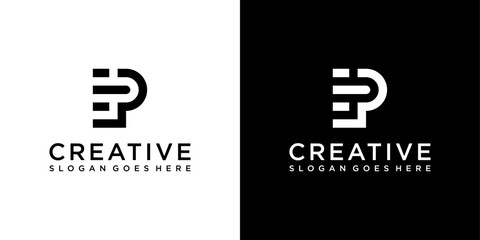 EP or PE initial letter logo design vector