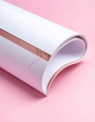Rolled white paper with a copper accent on pink